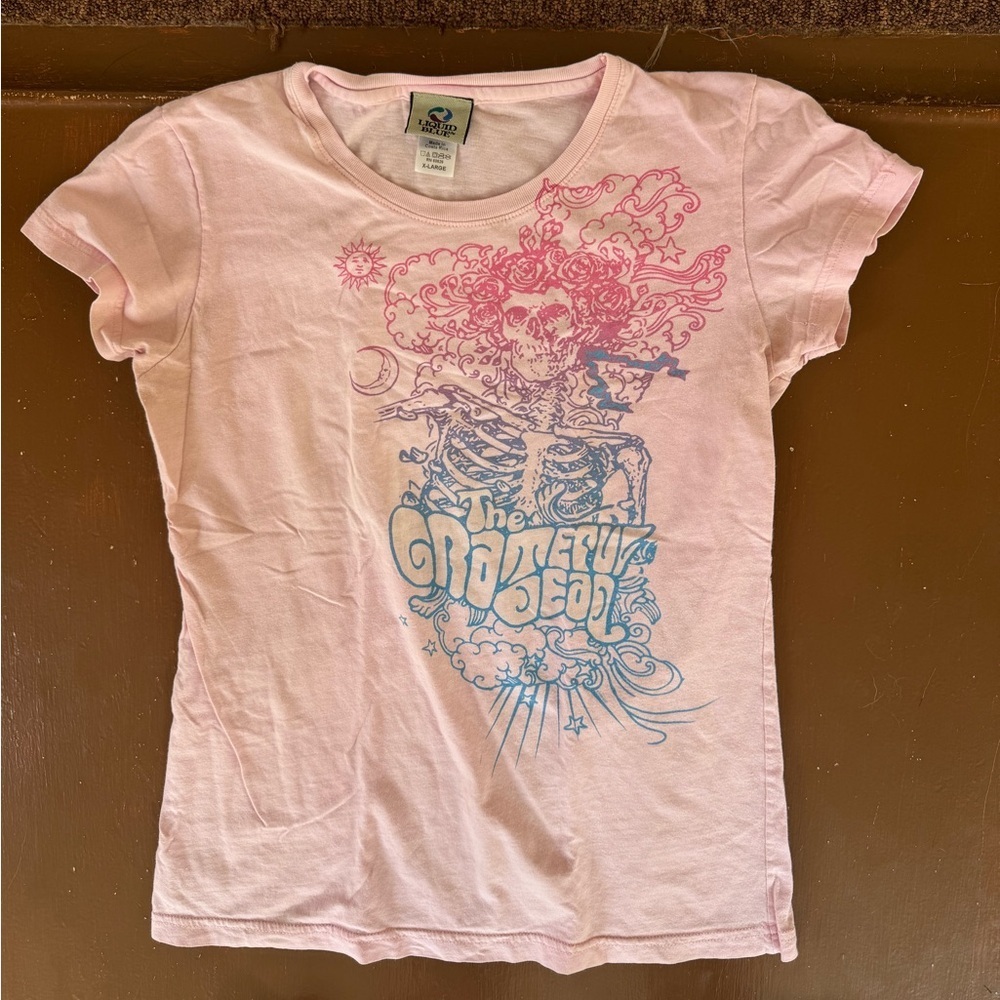 2009 Liquid Blue Grateful Dead Skull and Roses Graphic Shirt - Juniors XL